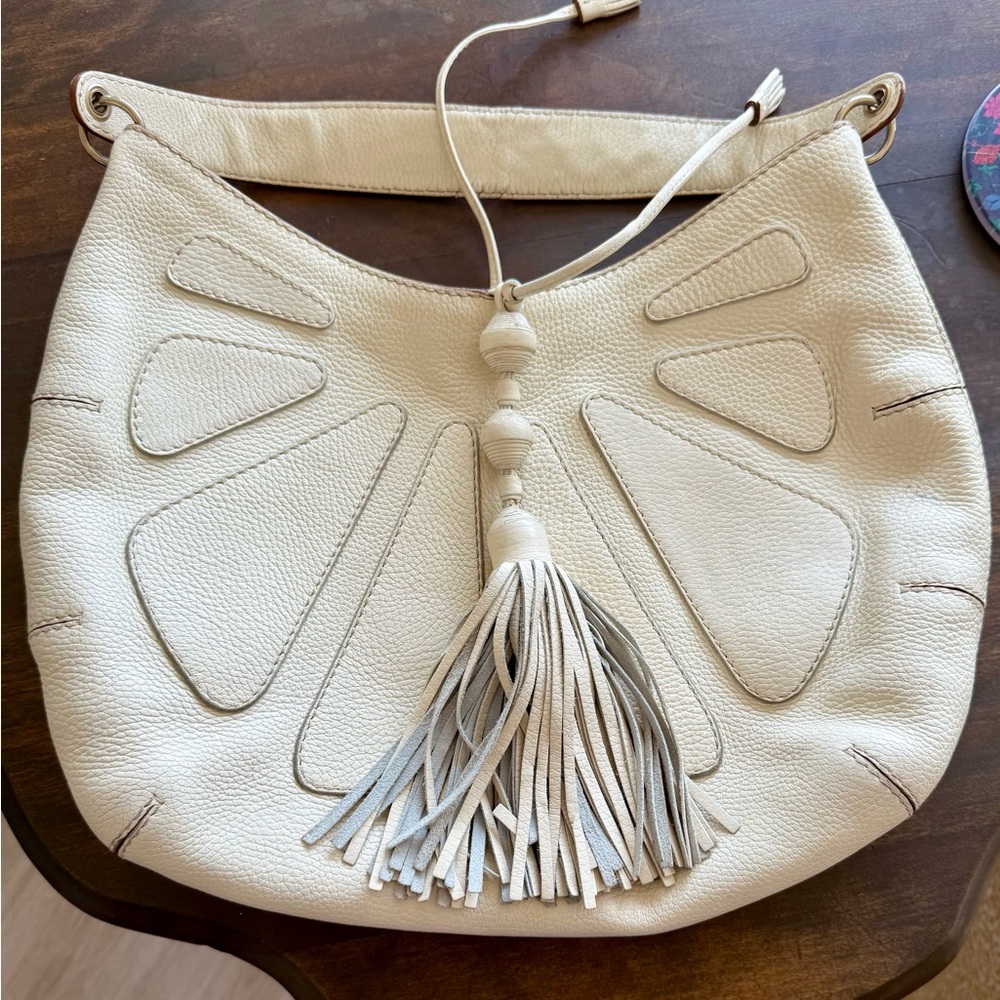 LABOR DAY SALE! Anya Hindmarch Leather Hobo Bag with Tassel
